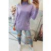 Predĺžený pulóver so stojačikom fialová