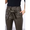 Kožené nohavice so zaväzovaním vpredu khaki