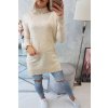 Predĺžený pulóver so stojačikom béžový (Velikost univerzálne)