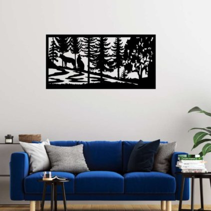 Dřevěný obraz vlci v lese