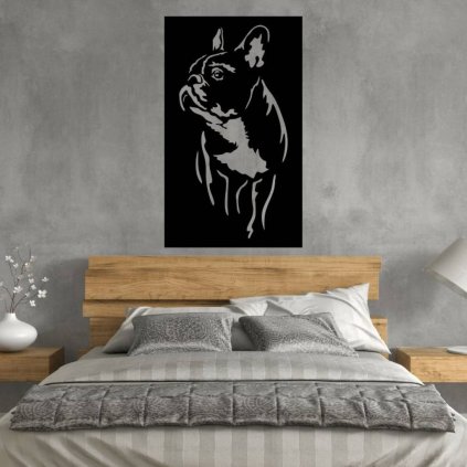 Dřevěný obraz buldočka