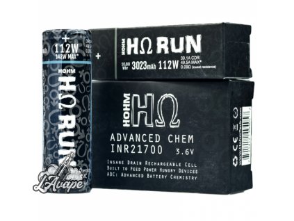 Hohm typ 21700 - RUN - 3023mAh 35A.  Monočlánek pro vapery.