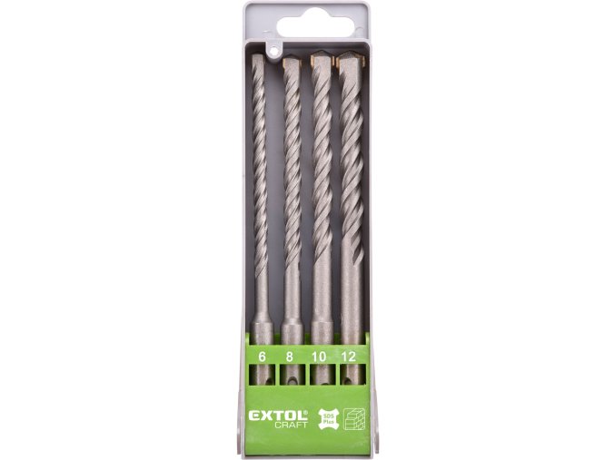 vrtáky SDS PLUS příklepové do betonu, sada 4ks, O 6-12mm, SK