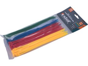stahovací barevné pásky, 200x3,6mm, 100ks, (4x25ks), 4 barvy, nylon PA66