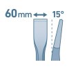 plochý sekáč SDS PLUS lomený 15°, 250x14mm, šířka ostří 60mm