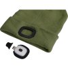 čepice s čelovkou 4x45lm, USB nabíjení, tmavě zelená, univerzální velikost, 73% acryl a 27% polyester