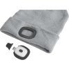 čepice s čelovkou 4x45lm, USB nabíjení, šedá, univerzální velikost, 73% acryl a 27% polyester