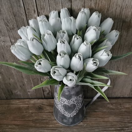 43875 3 tulipan umely modro zeleny jemne bieleny 43cm cena za 1ks