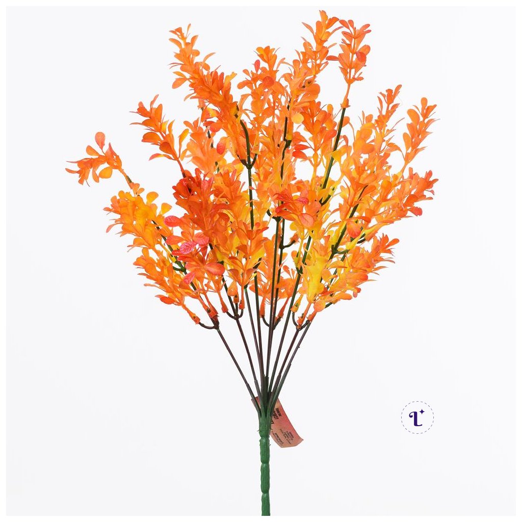 UMELÁ VETVIČKA MINI LÍSTKY ORANŽOVÉ 42CM