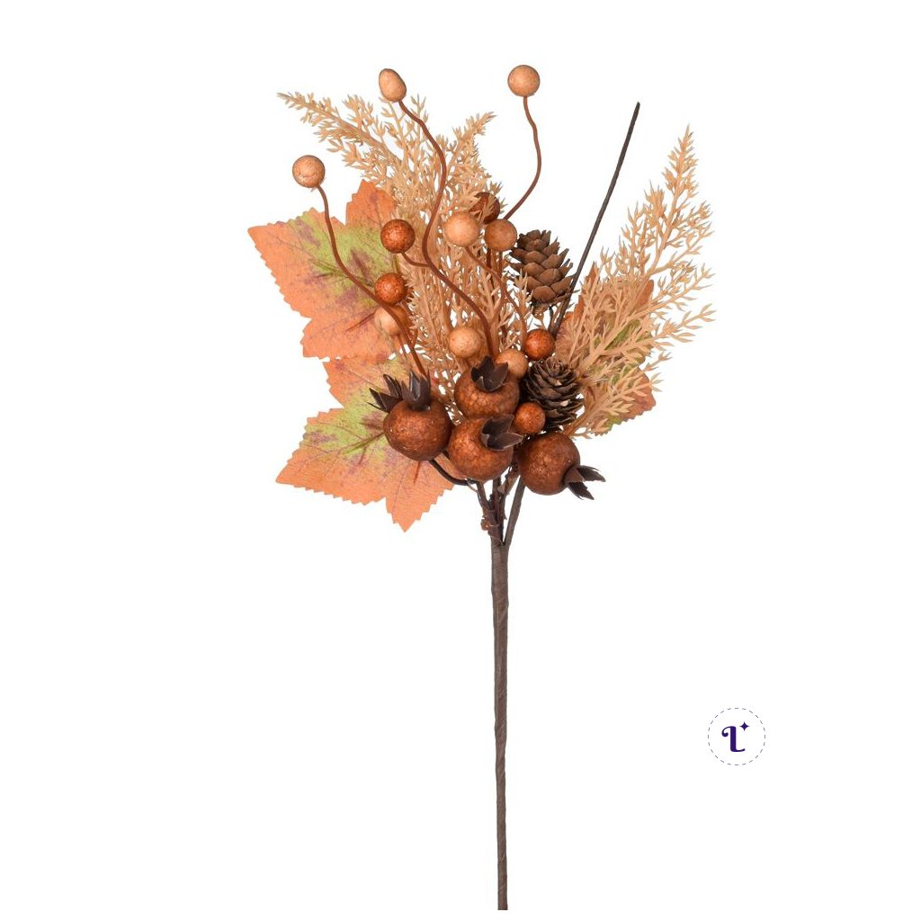 KONÁRIK THUJA, LÍSTIE, GRAN.JAB., GULIČKY, ŠIŠKY BÉŽ/HNE/ORA 37CM