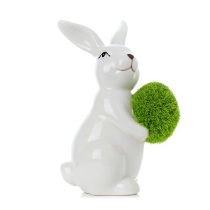 ZAJAC BIELY S MACHOVÝM VAJCOM PORCELÁN 12*9,8*18,8*18,7CM