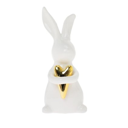 ZAJAC SO SRDCOM DOLOMIT 10,4x8,2x19CM BIELOZLATÝ