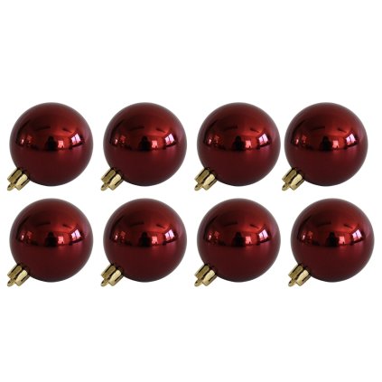 Bordové plastové vianočné gule 8cm 8ks