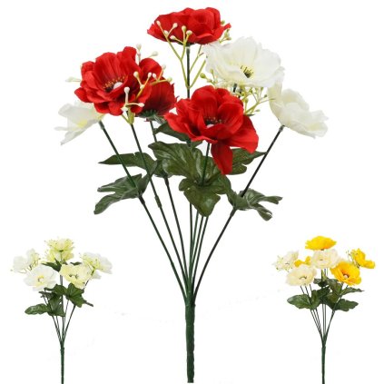 KYTICA ANEMONE MIX 3F ČERVENÁ, ŽLTÁ, KRÉMOVÁ 38CM