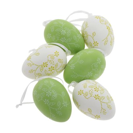 ZÁVES VAJCE PLAST S/6 6CM ZELENÁ,BIELA