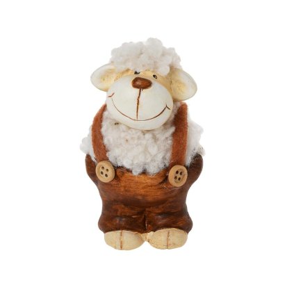 OVEČKA V NOHAVICIACH KERAMIKA 7x6x10,5CM BIELOHNEDÁ