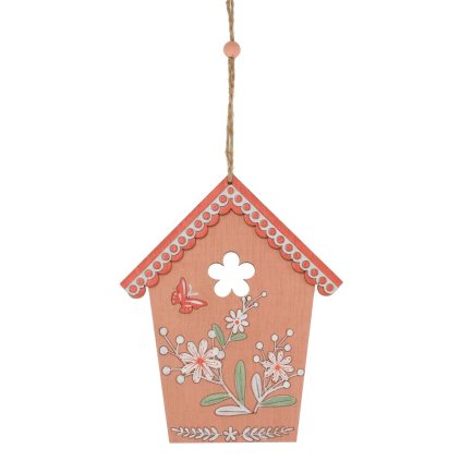 ZÁVES DOMČEK DREVO 12,5x15CM ORANŽOVÝ