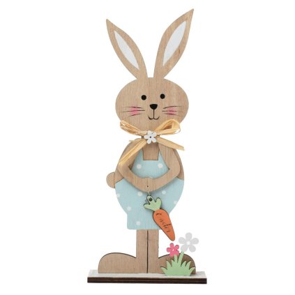 ZAJAC S MRKVOU DREVO 11x4,5x25,5CM MODRÝ