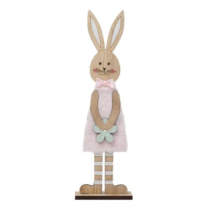 ZAJAČICA S KVETOM DREVO 30x9x4,5CM RUŽOVÁ