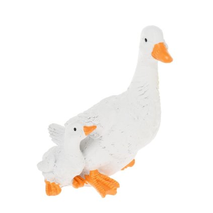 KAČKA S KAČIČKOU POLYRES 16x12x8,5CM BIELA