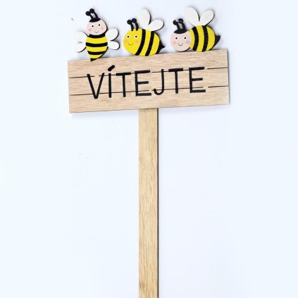ZÁPICH VČELY ,,VÍTEJTE" DREVO NATURAL 22x47x0,5CM SUPER CENA!