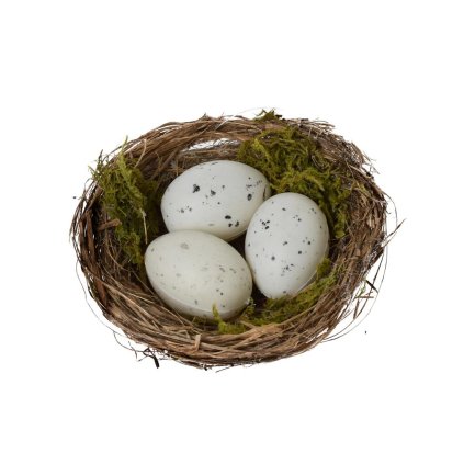 HNIEZDO S 3 VAJÍČKAMI BIELA 11CM