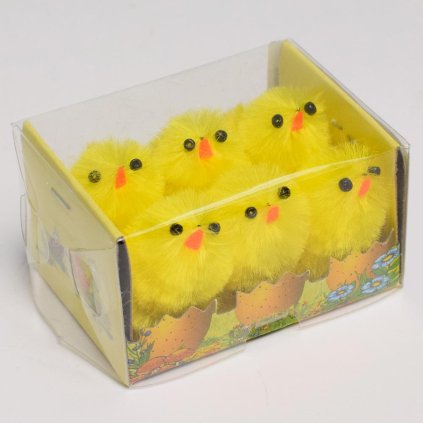 VEĽKONOČNÁ DEKORÁCIA KURIATKA V KRABIČKE 3CM CENA ZA 6KS