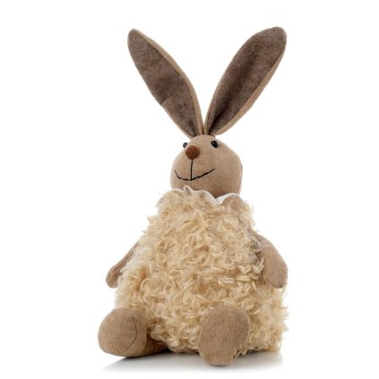 ZAJAC HNEDÝ S BÉŽOVÝM KOŽUŠKOM SEDIACI LÁTKOVÝ 17X11X34CM