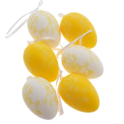 ZÁVES VAJCE PLAST S/6 6CM ŽLTÁ,BIELA