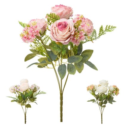 KYTICA RUŽA, DROB. KVETY, ZELEŇ MIX/3F 41CM