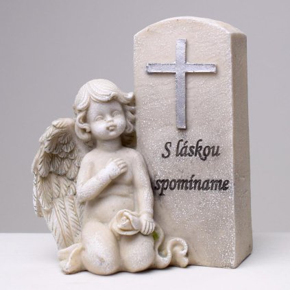 ANJEL SIVÝ 13x10x16CM POLYRES