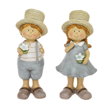 DETI V SLAMENOM KLOBÚKU POLYREZ 8x7x21,5CM KRÉM MIX/2