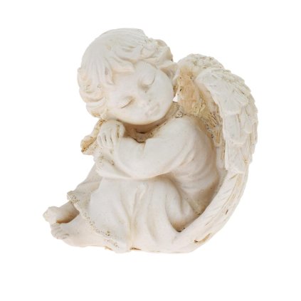 ANJEL SMÚTOČNÝ POLY NA PODSTAVCI BIELY 10*9.5*11.5CM