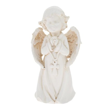 ANJEL SMÚTOČNÝ NA PODSTAVCI MODLIACI BIELY 11*7.3*21.2CM