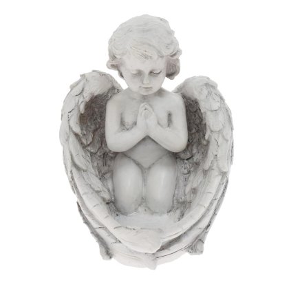 ANJEL MODLIACI NA PODSTAVCI POLY BIELY 14.5*12.5*15CM