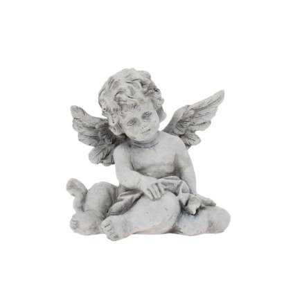 ANJEL SEDIACI SO SRDIEČKOM SIVÝ POLY 9,5*6*10