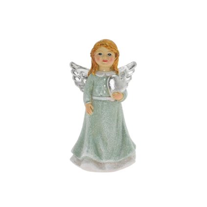 ANJEL SO SRDCOM MENT/STRIEBORNÝ POLY 5,5*5*11CM