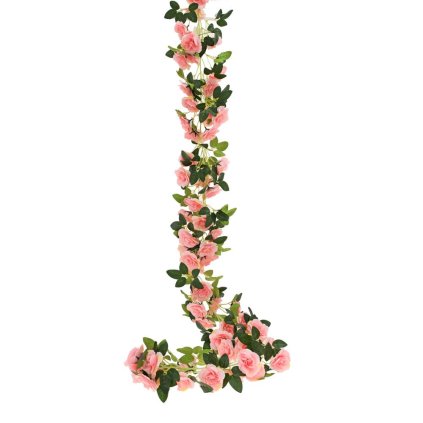 GIRLANDA RUŽA RUŽOVÁ, ZELEŇ 168CM