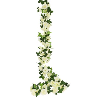 GIRLANDA RUŽA KRÉMOVÁ, ZELEŇ 168CM