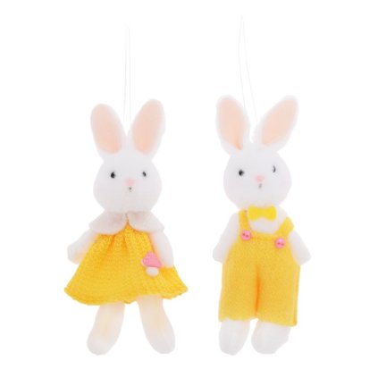 ZÁVES ZAJAČIK BIE/ŽLT TEXTIL MIX/2 14CM - CENA ZA 1KS