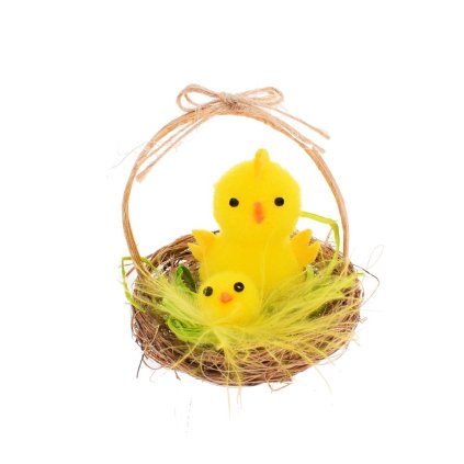 KURIATKA ŽLTÉ V HNEDOM KOŠÍKU 7*6CM