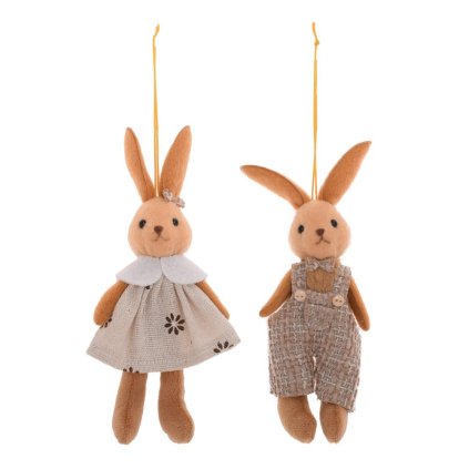 ZÁVES ZAJAČIK HNEDÝ TEXTIL MIX/2 15CM