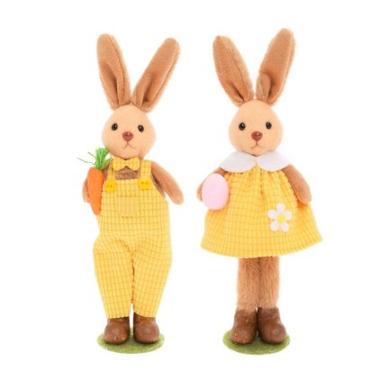 ZAJAČIKY STOJACE HNEDO-ŽLTÉ MIX/2 TEXTIL 22CM - CENA ZA 1KS