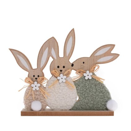 ZAJAČIKOVIA NA PODSTAVCI DREVO 22x3,5x17CM