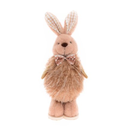 ZAJAC STOJACI HNEDÝ TEXTIL 25CM