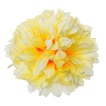 HLAVA CHRYZANTÉMA - KRÉMOVÁ S ORANŽOVÝM STREDOM V:8CM P:13CM
