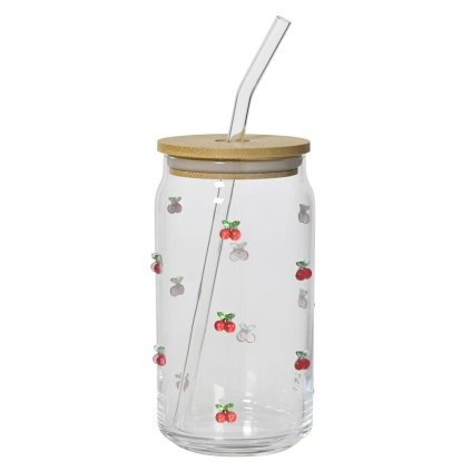 Pohár s karafou a jahodami - s lesným ovocím D.7.4cm H.14cm