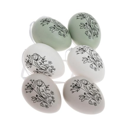 ZÁVES VAJCE KVETY PLAST S/6 6CM MENTOL+BIELA+KRÉM