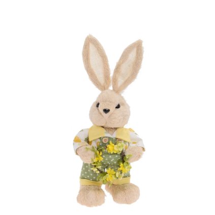 ZAJAC S VENČEKOM BÉŽ/ZEL/ŽLT SLAMA 18*16*44CM