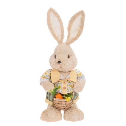 ZAJAC S KOŠÍKOM BÉŽ/ŽLT SLAMA 26*20*60CM